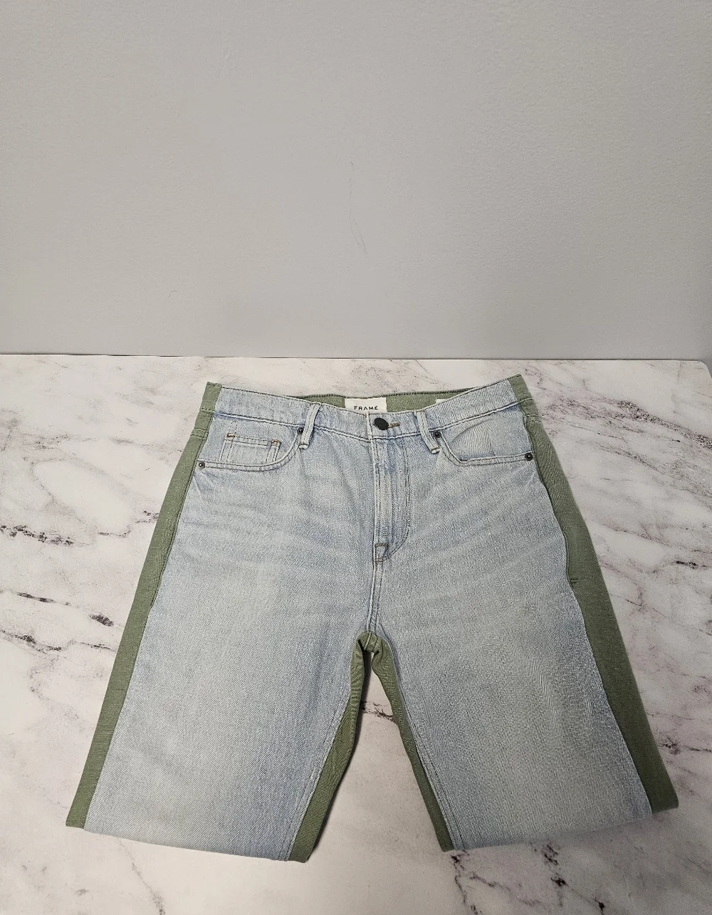 Frame Denim Le Beau 100% Cotton Colorblock Blue Boy friend Jeans 25‎ Preowned
